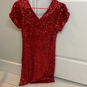 Red sequined mini dress size small